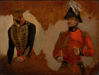 Estudios de uniforme de artillería real a caballo y de un A.D.C. al comandante en jefe (detalle)
